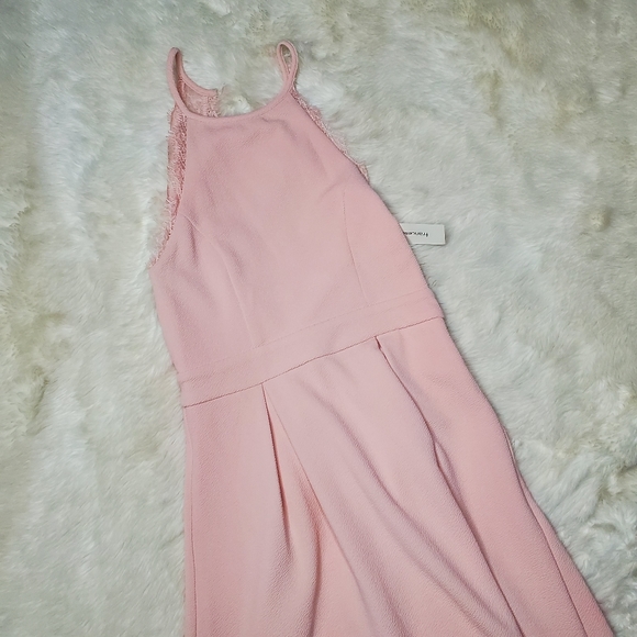 Short Blush Light Pink High Neck Lace Dress - Picture 6 of 6